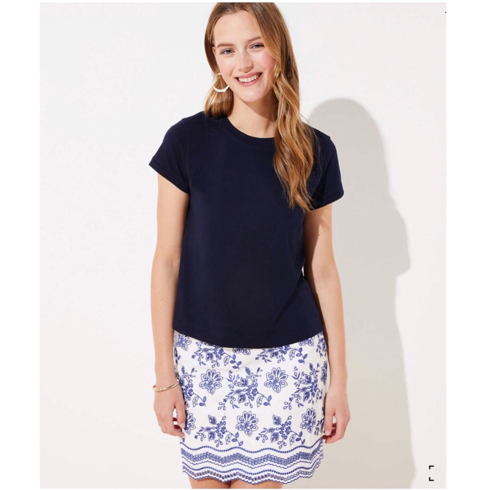 LOFT Floral Embroidered Shift Skirt